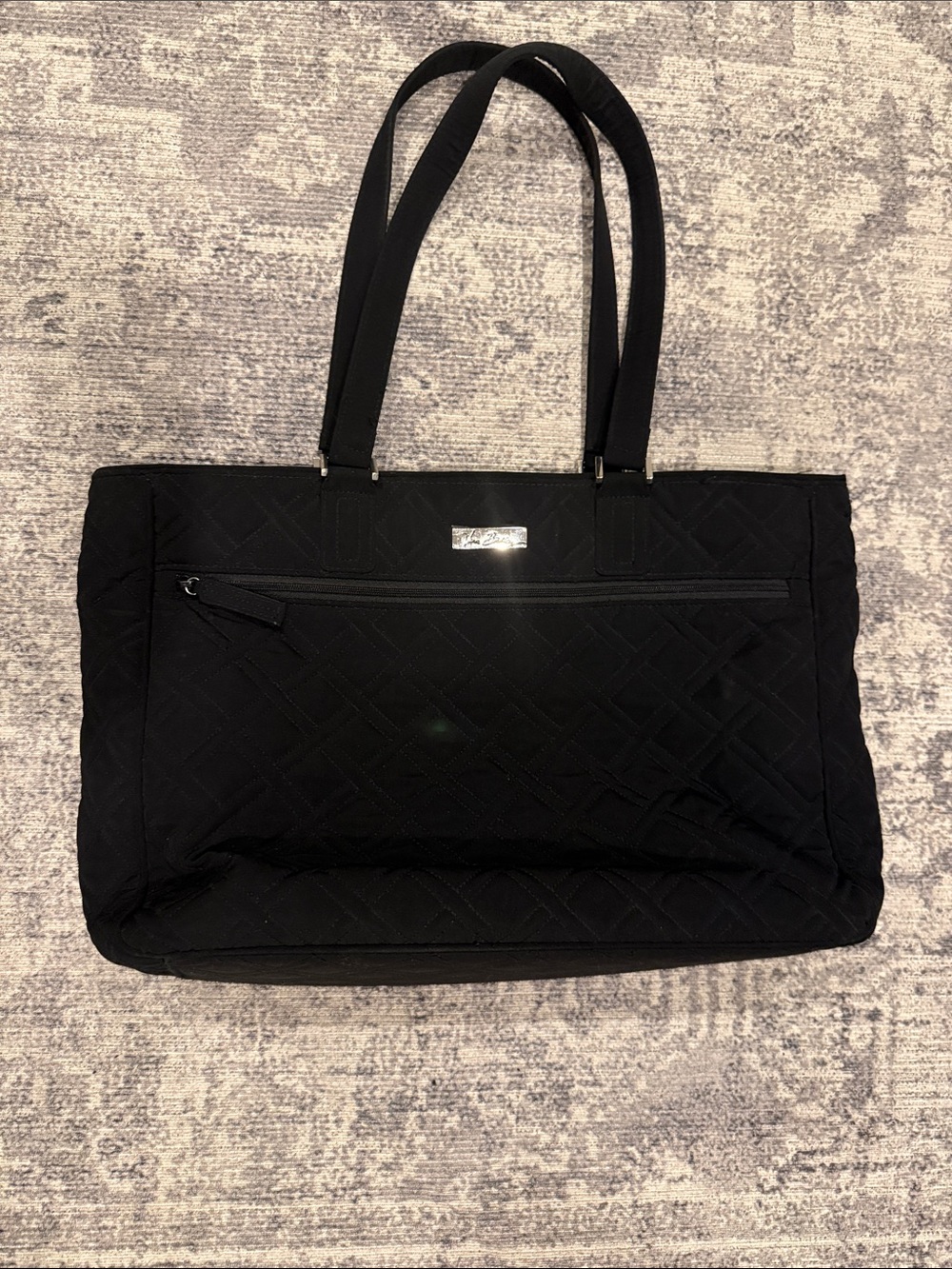 Vera Bradley Black Quilted Large Laptop Tote / Travel Bag